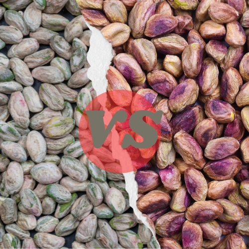 Regular pistachio kernel vs Green pistachio kernel